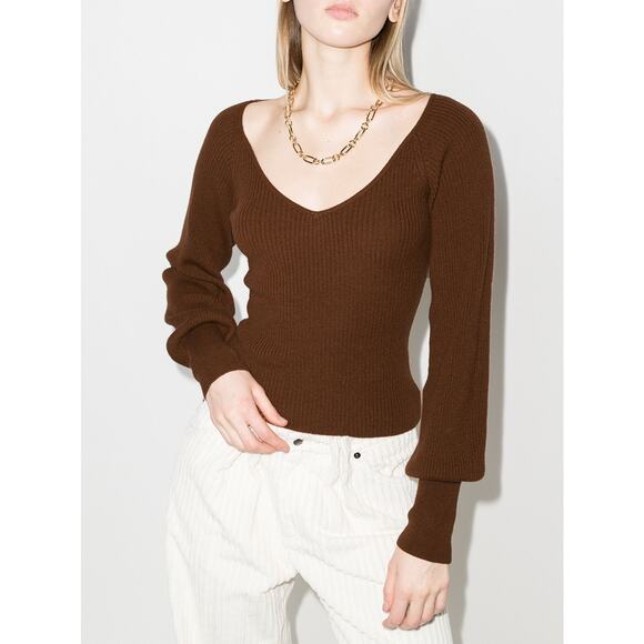Reformation Designer Womens Brown Hart V-Neck Cashmere Sweater XS - Picture 1 of 6